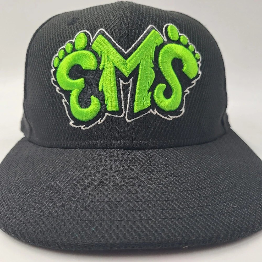 Eugene Emeralds Hat Fitted 6 3/4 New Era 59Fifty‎ Black Green MiLB Baseball Logo